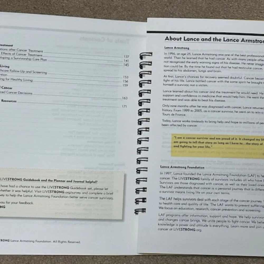 Lance Armstrong's Livestrong Guidebook, Planner and Journal 2 Paperback Binders